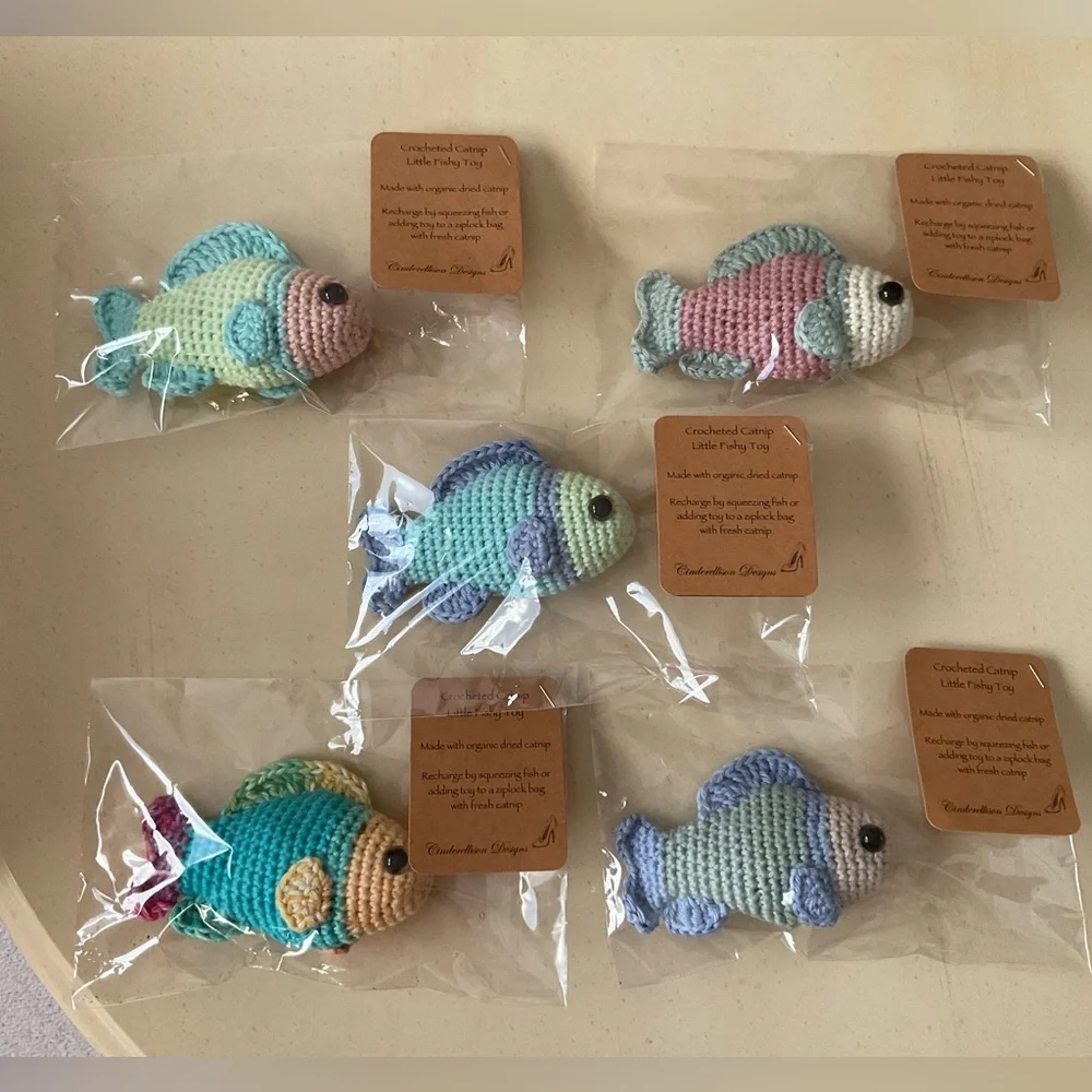 Hand Crocheted Kitty Cat Catnip Filled Fish Toy 🐟 🐠